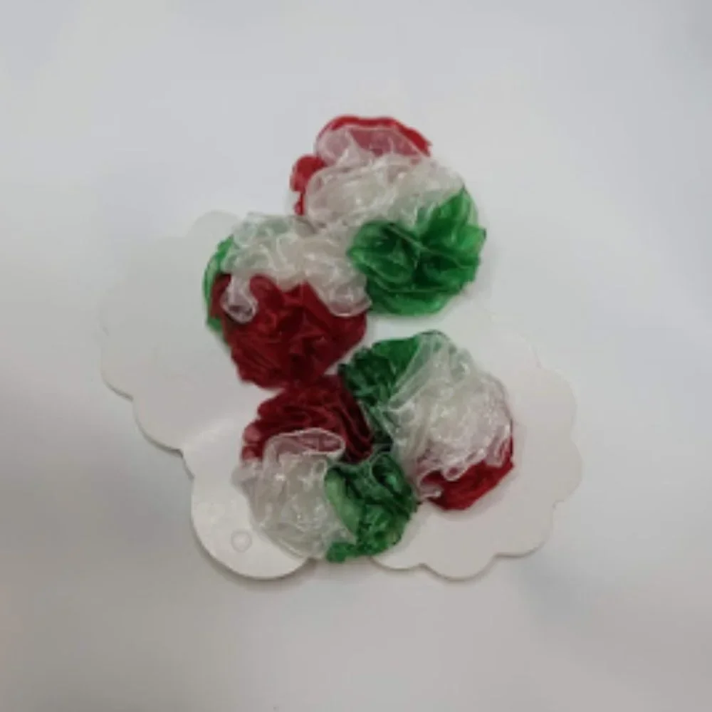Girls Set Of 2 Red/White/Green Hair Ties- Brand New